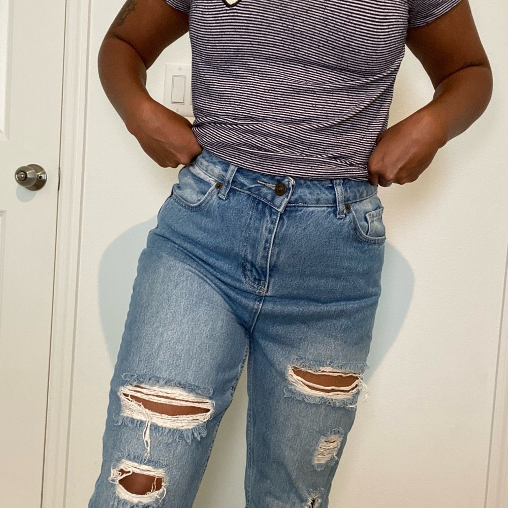 Classic Blue Distressed Women Jeans